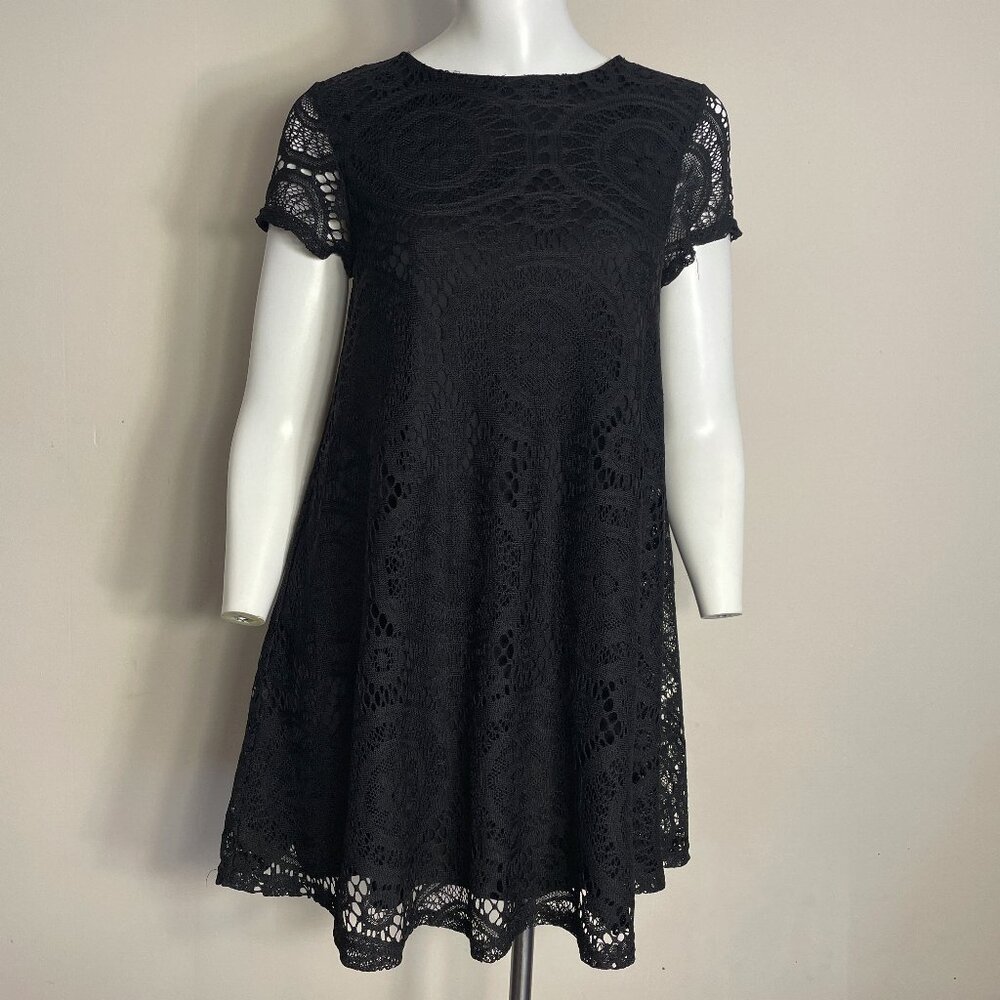 Black Lace Overlay Dress Small? Mini A-Line Y2K Boho Romantic Chic Feminine